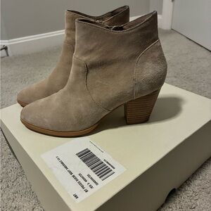 Anthropologie Sand Suede Booties